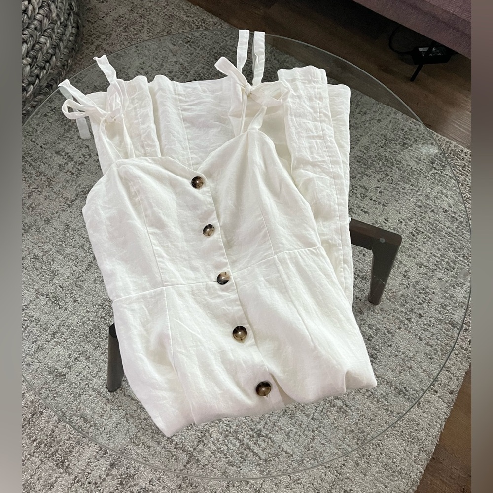 New Aritzia Wilfred Rosalie Linen Button Down Dress White Summer Vacation Sz 4 - Picture 8 of 11
